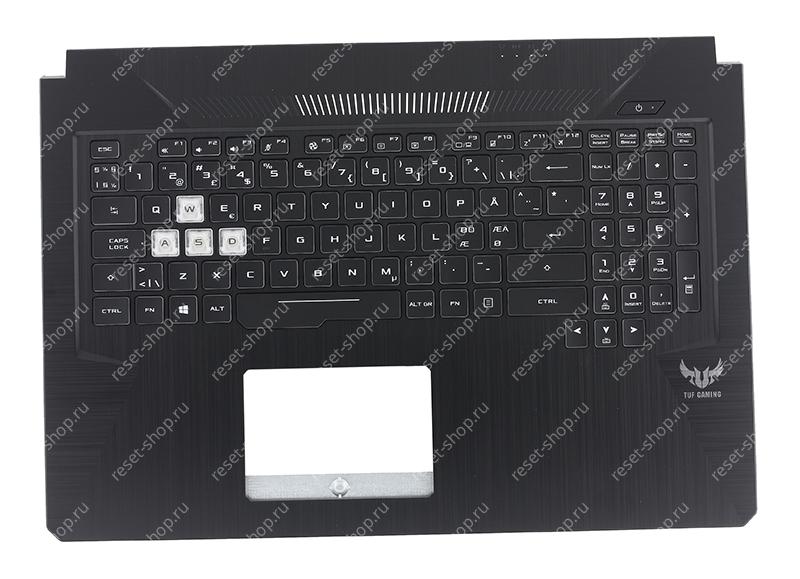 Клавиатура для ноутбука ASUS FX705DT топкейс черный, клавиши черные без подсветки НОРВЕЖСКАЯ