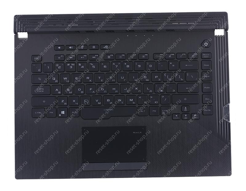 Клавиатура для ноутбука ASUS G531GW топкейс черный, клавиши черные с подсветкой