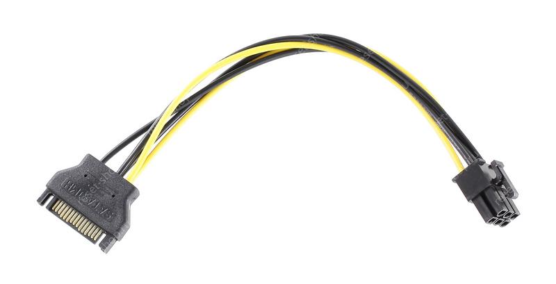 Переходник питания с SATA 15 pin на PCI Express 6 pin (длина переходника 15 сантиметров)