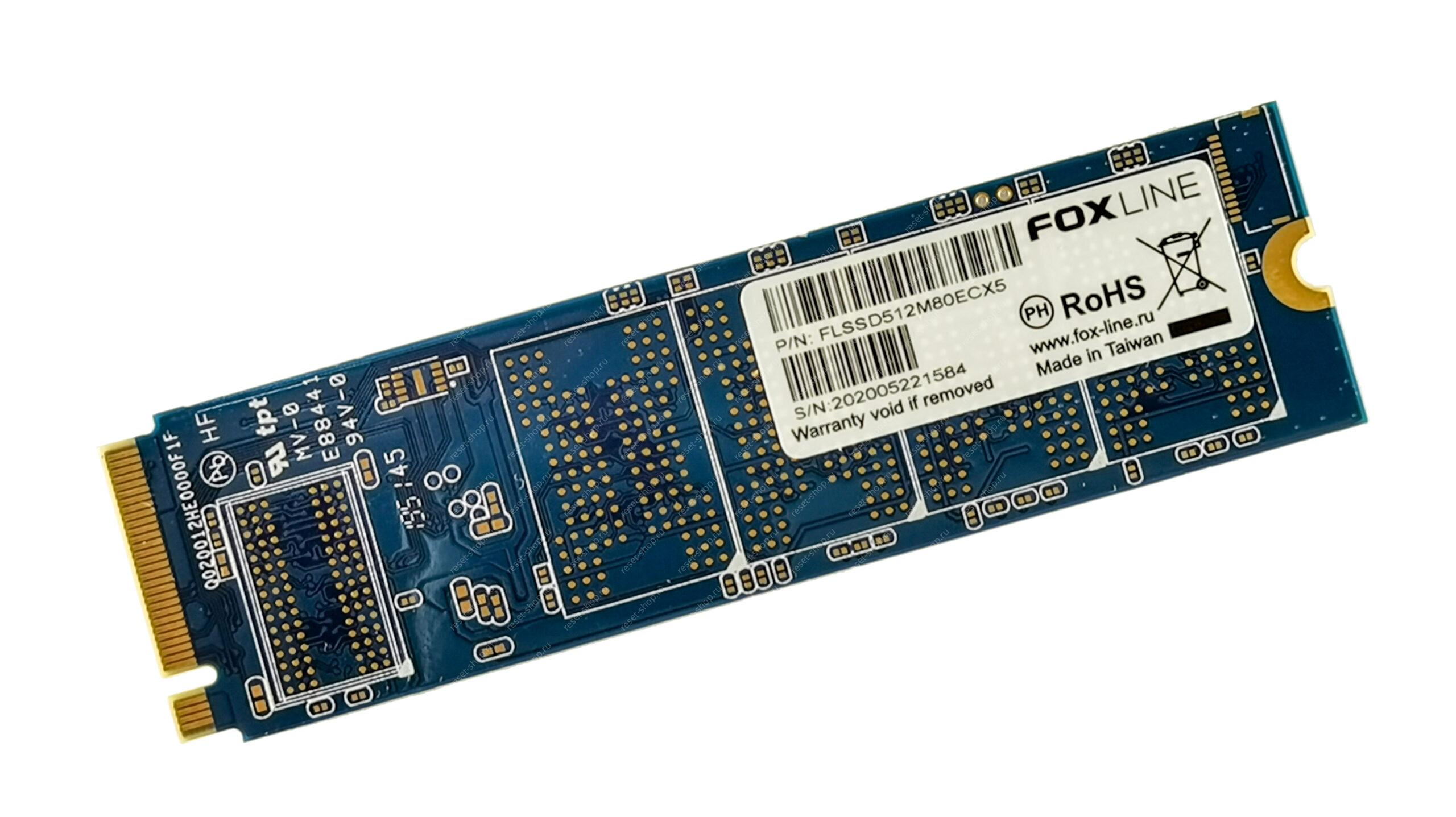 SSD накопитель 512Гб (M.2 2280 NVMe) Foxline FLSSD512M80ECX5 (чипы TLC 3D NAND) OEM