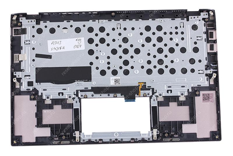 Клавиатура для ноутбука ASUS X431FA топкейс розовый, клавиши серебристые с подсветкой