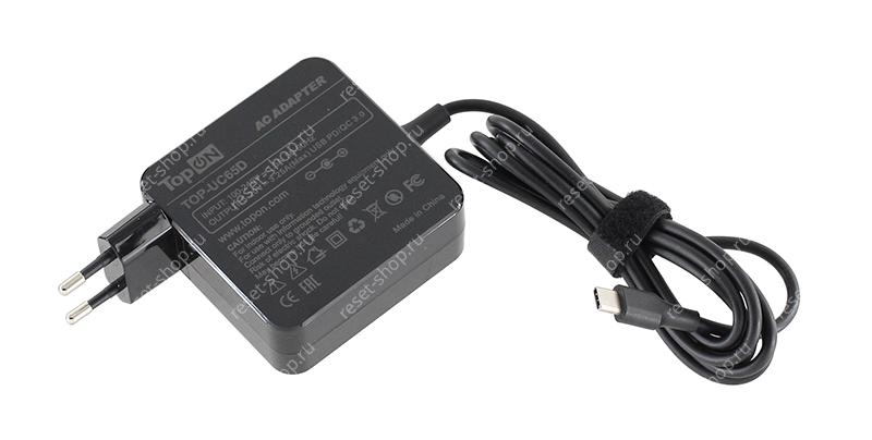 Блок питания для ноутбука 20V/3.25A (USB Type C) cтеновой универсальный TopON TOP-UC65D