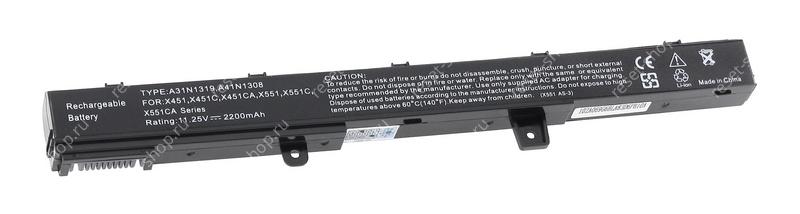 АКБ для ноутбука ASUS (A31N1319) / 11.25V, 2200mAh / X551, X550, D550 черная