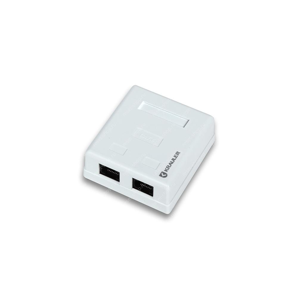 Розетка коммутационная настенная KRAULER 110IDC cat.6e UTP 2 порта RJ45(8P8C)