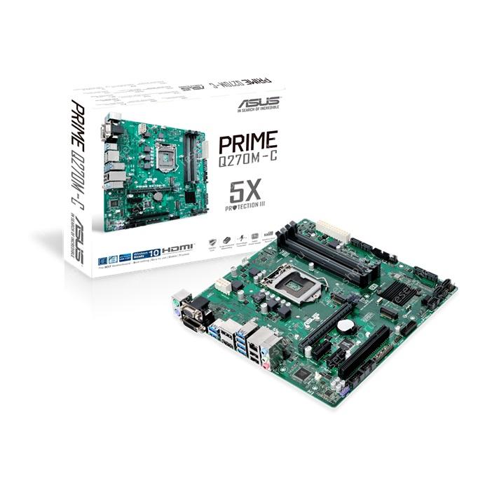 Материнская плата s1151 ASUS PRIME Q270M-C 4хDDR4,6xSATA,8xUSB, VGA,HDMI, PCI-E16,2xPCI-E1,PCI, mATX