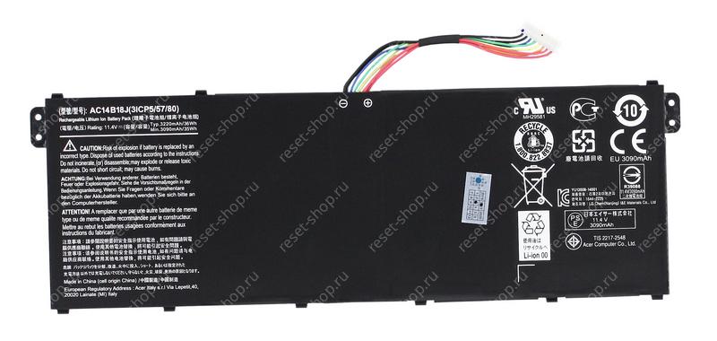 АКБ для ноутбука Acer (AC14B18J) / 11.4V, 3220mAh / Aspire ES1-523 черная
