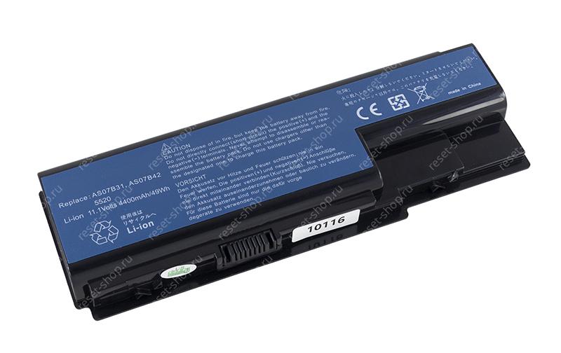 АКБ для ноутбука Acer (AS07B31) / 11.1V, 4400mAh / Aspire 5220, 5230, 5320, 5520 черная
