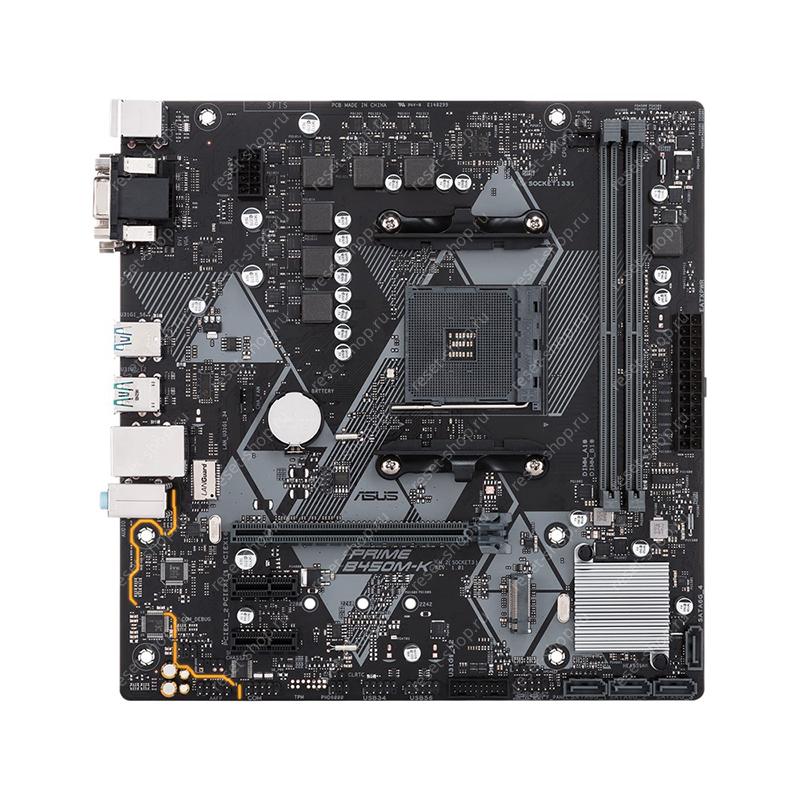 Материнская плата sAM4 ASUS PRIME B450M-K 2xDDR4, 4xSATA,6xUSB, DVI-D,VGA, PCI-E16,2xPCI-E1, mATX