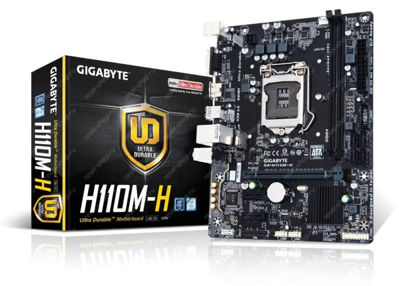 Сист.плата Б/У S1151 GIGABYTE H110M-H 2xDDR4,4xSATA, 4xUSB, VGA,HDMI, PCI-E16,mATX