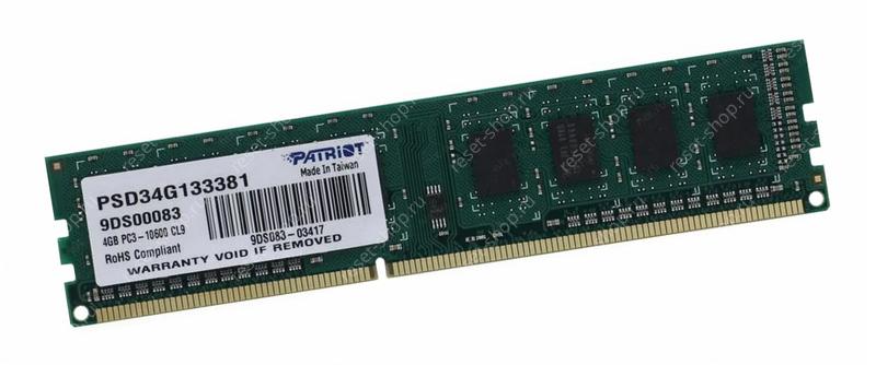 Память DDR3 4Гб 1333МГц Patriot Signature Line / PSD34G133381