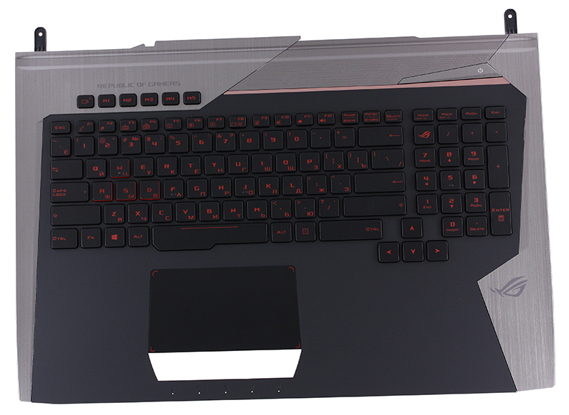 Клавиатура для ноутбука ASUS G752VS топкейс черно-серебристый, клавиши черные, с подсветкой