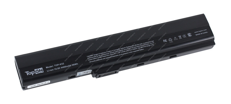 АКБ для ноутбука Asus (A42-K52) TopON / 10.8V, 4400mAh / A42, A52, K52 черная АКБ для ноутбука Asus (A42-K52) TopON / 10.8V, 4400mAh / A42, A52, K52 черная
