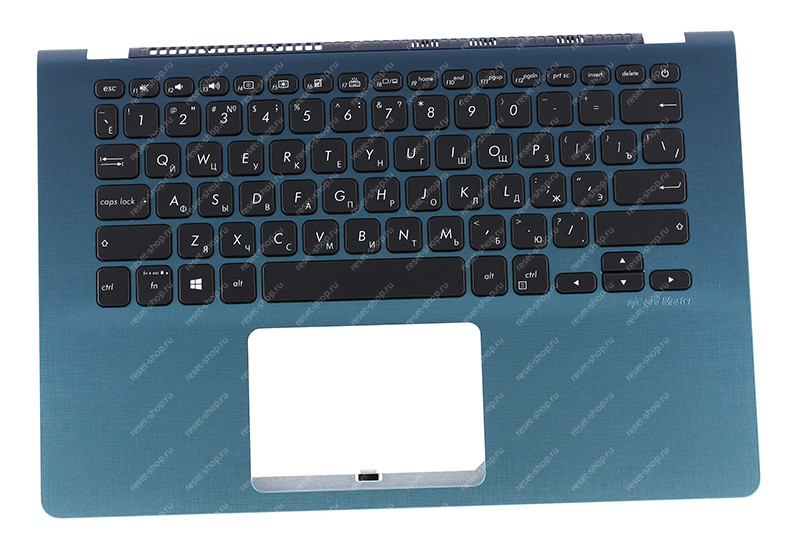 Клавиатура для ноутбука ASUS X430FA топкейс темно-зеленый, клавиши черные с подсветкой