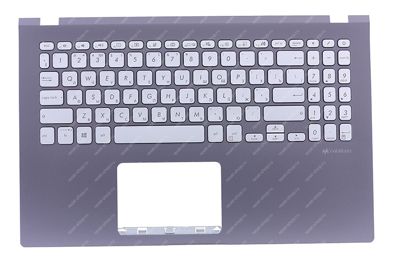 Клавиатура для ноутбука ASUS X509DJ топкейс темно-серый, клавиши серебристые с подсветкой Клавиатура для ноутбука ASUS X509DJ топкейс темно-серый, клавиши серебристые с подсветкой