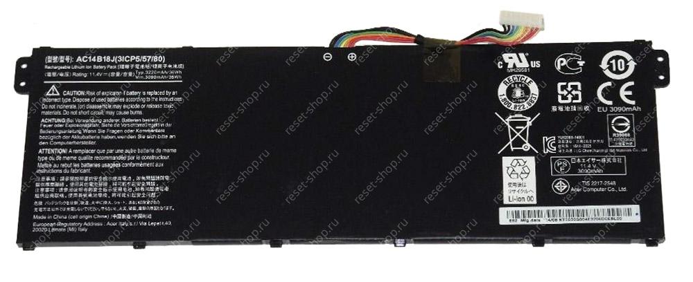 АКБ для ноутбука Б/У Acer (AC14B18J) оригинальная / 11.31V, 3246mAh / Aspire E3-111 черная АКБ для ноутбука Б/У Acer (AC14B18J) оригинальная / 11.31V, 3246mAh / Aspire E3-111 черная