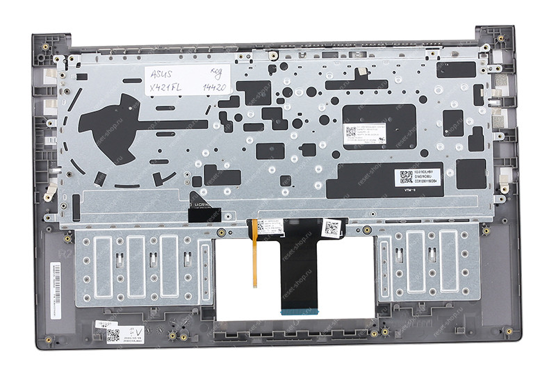 Клавиатура для ноутбука ASUS X421FL топкейс темно-серый, клавиши черные с подсветкой