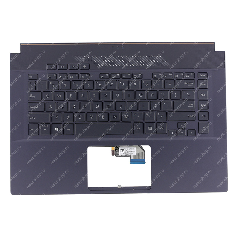 Клавиатура для ноутбука ASUS W500G5T топкейс тёмно-синий, клавиши синие с подсветкой АНГЛИЙСКАЯ