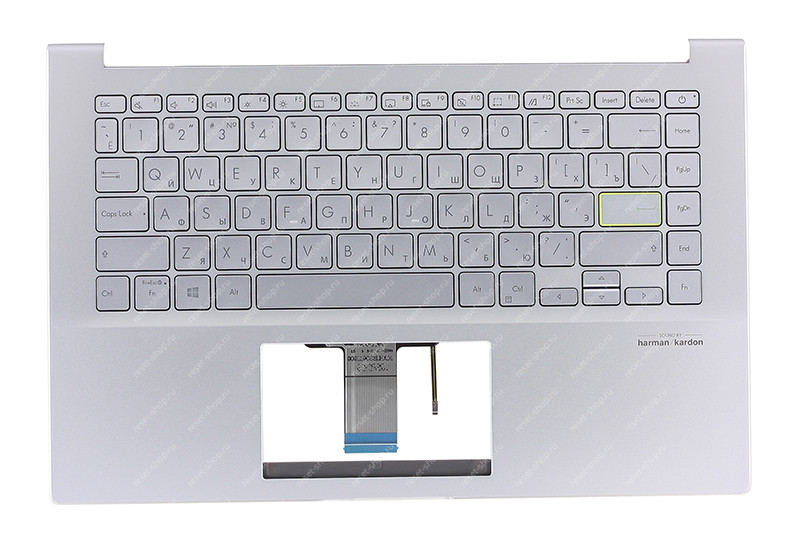 Клавиатура для ноутбука ASUS X421IA топкейс серебристый, клавиши серебристые с подсветкой Клавиатура для ноутбука ASUS X421IA топкейс серебристый, клавиши серебристые с подсветкой