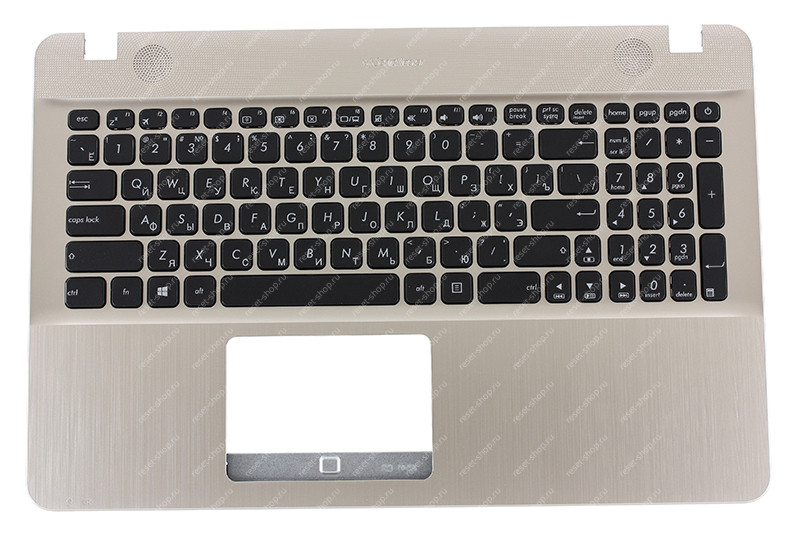 Клавиатура для ноутбука ASUS X541NA топкейс золотистый, клавиши черные Клавиатура для ноутбука ASUS X541NA топкейс золотистый, клавиши черные