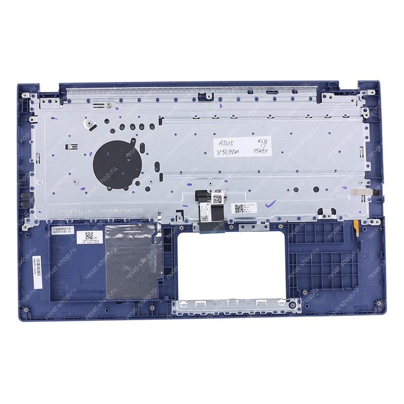 Клавиатура для ноутбука ASUS X509DA топкейс фиолетовый, клавиши черные с подсветкой