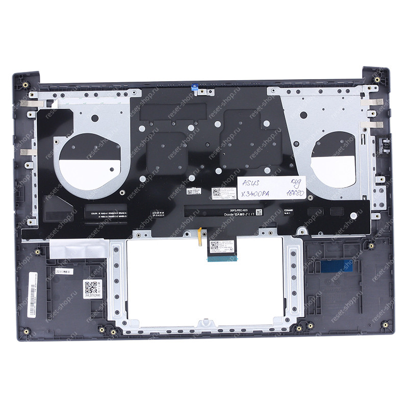 Клавиатура для ноутбука ASUS X3400PA топкейс синий, клавиши чёрные с подсветкой Клавиатура для ноутбука ASUS X3400PA топкейс синий, клавиши чёрные с подсветкой