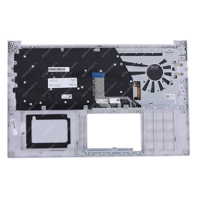 Клавиатура для ноутбука ASUS X513IA топкейс серебристый, клавиши чёрные с подсветкой