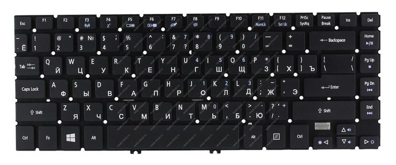 Клавиатура для ноутбука Acer Aspire V5-472 черная без рамки Клавиатура для ноутбука Acer Aspire V5-472 черная без рамки