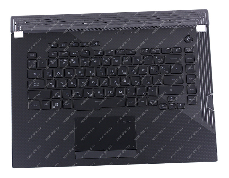 Клавиатура для ноутбука ASUS G531GV топкейс черный, клавиши черные с подсветкой Клавиатура для ноутбука ASUS G531GV топкейс черный, клавиши черные с подсветкой