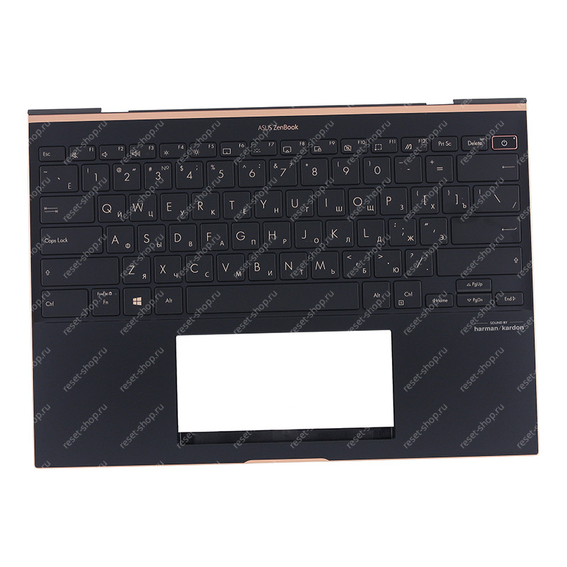 Клавиатура для ноутбука ASUS UX393JA топкейс тёмно-синий, клавиши тёмно-синие с подсветкой Клавиатура для ноутбука ASUS UX393JA топкейс тёмно-синий, клавиши тёмно-синие с подсветкой