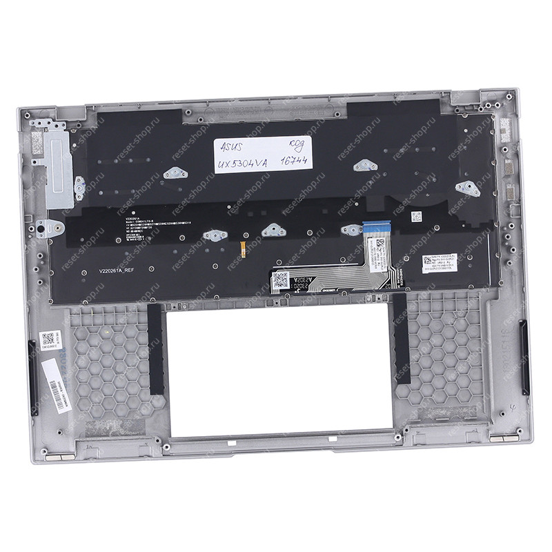 Клавиатура для ноутбука ASUS UX5304VA топкейс серый, клавиши тёмно-зелёные с подсветкой