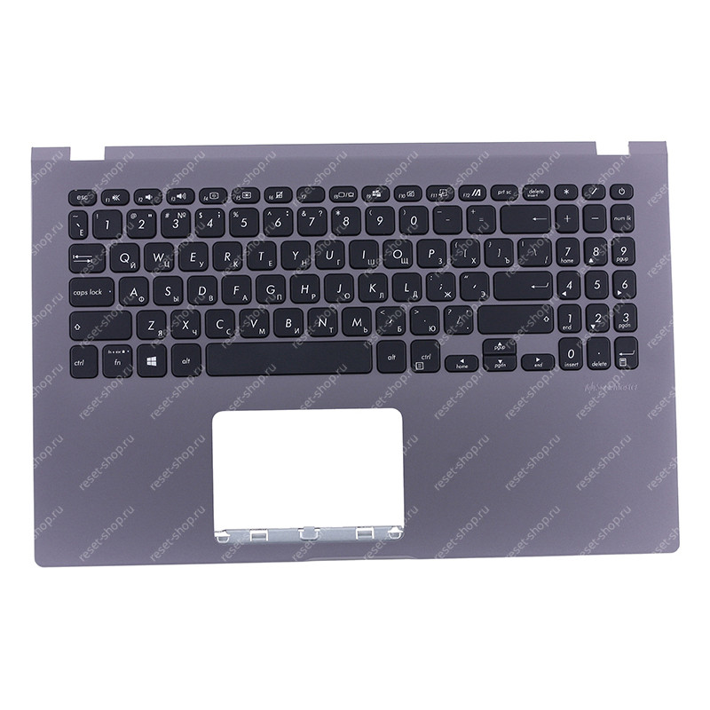Клавиатура для ноутбука ASUS X509DA топкейс сиреневый, клавиши чёрные
