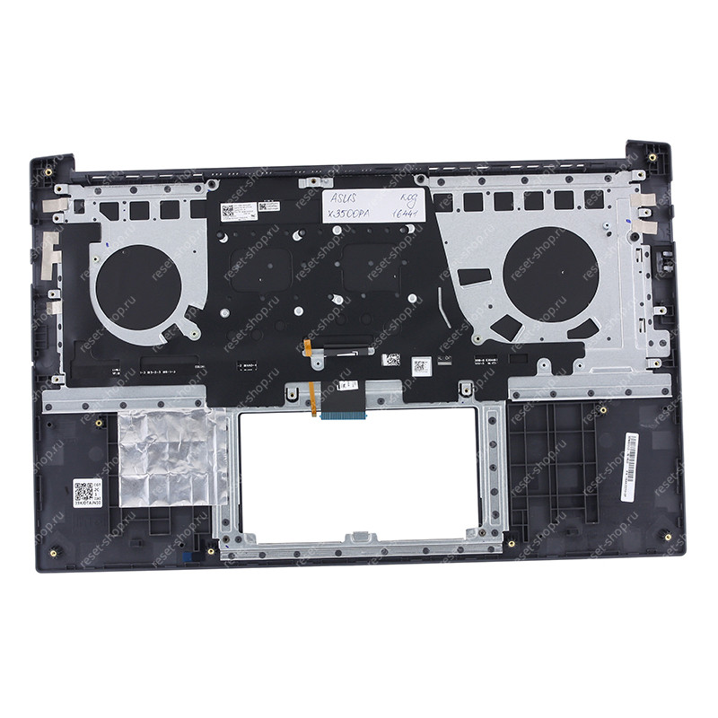 Клавиатура для ноутбука ASUS X3500PA топкейс тёмно-синий, клавиши чёрные с подсветкой