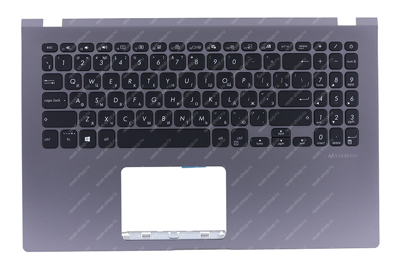 Клавиатура для ноутбука ASUS X509FL топкейс темно-серый, клавиши черные с подсветкой Клавиатура для ноутбука ASUS X509FL топкейс темно-серый, клавиши черные с подсветкой