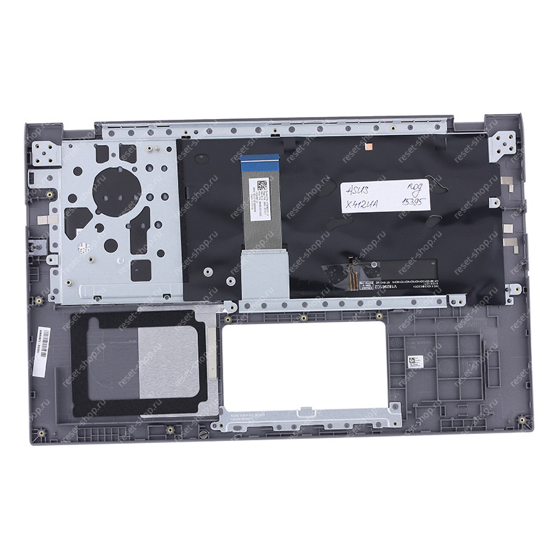 Клавиатура для ноутбука ASUS X412UA топкейс тёмно-серый, клавиши чёрные с подсветкой АНГЛИЙСКАЯ