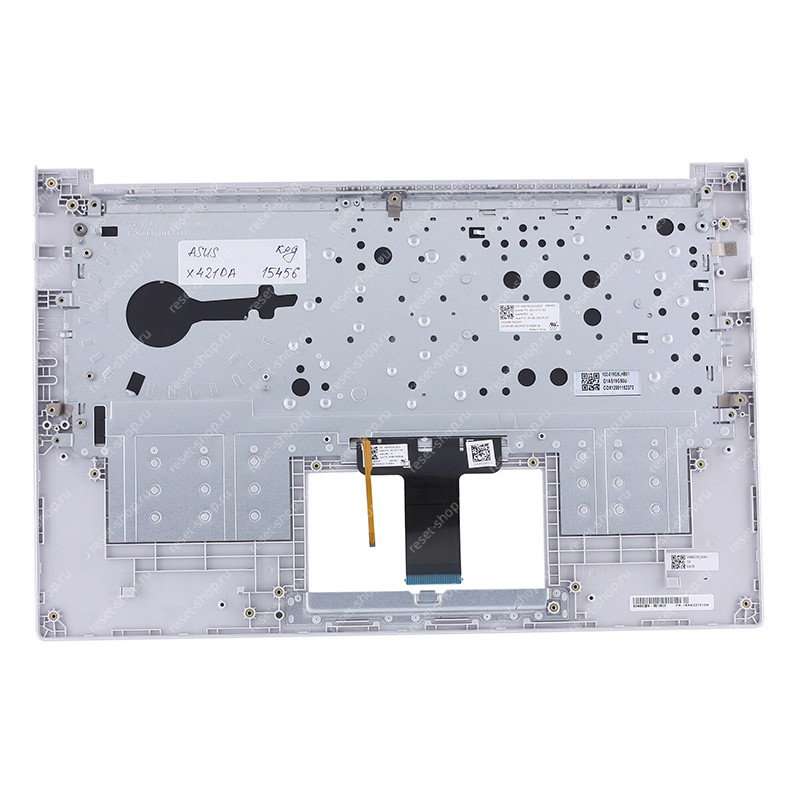 Клавиатура для ноутбука ASUS X421DA топкейс серебристый, клавиши черные с подсветкой
