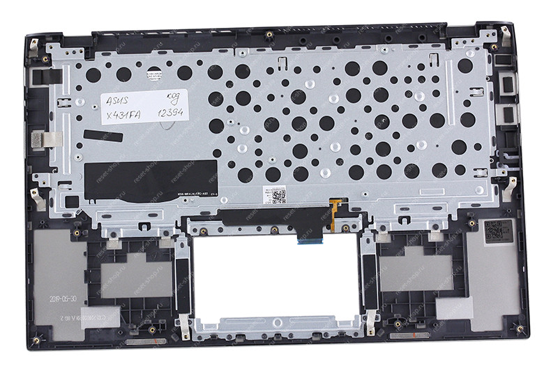 Клавиатура для ноутбука ASUS X431FA топкейс серебристо-зеленый, клавиши серебристые с подсветкой