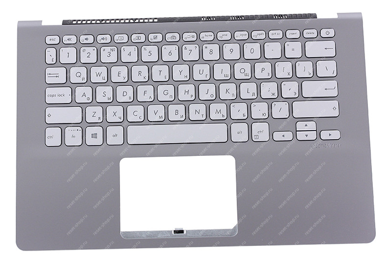 Клавиатура для ноутбука ASUS X430FA топкейс темно-серый, клавиши серебристые с подсветкой