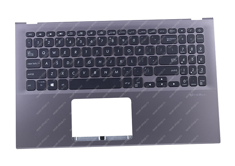 Клавиатура для ноутбука ASUS X512UB топкейс тёмно-серый, клавиши черные с подсветкой АНГЛИЙСКАЯ Клавиатура для ноутбука ASUS X512UB топкейс тёмно-серый, клавиши черные с подсветкой АНГЛИЙСКАЯ