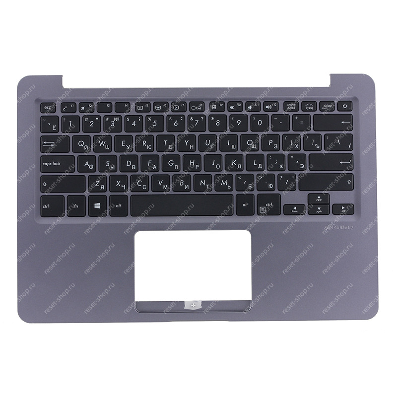 Клавиатура для ноутбука ASUS E406NA топкейс сиреневый, клавиши черные
