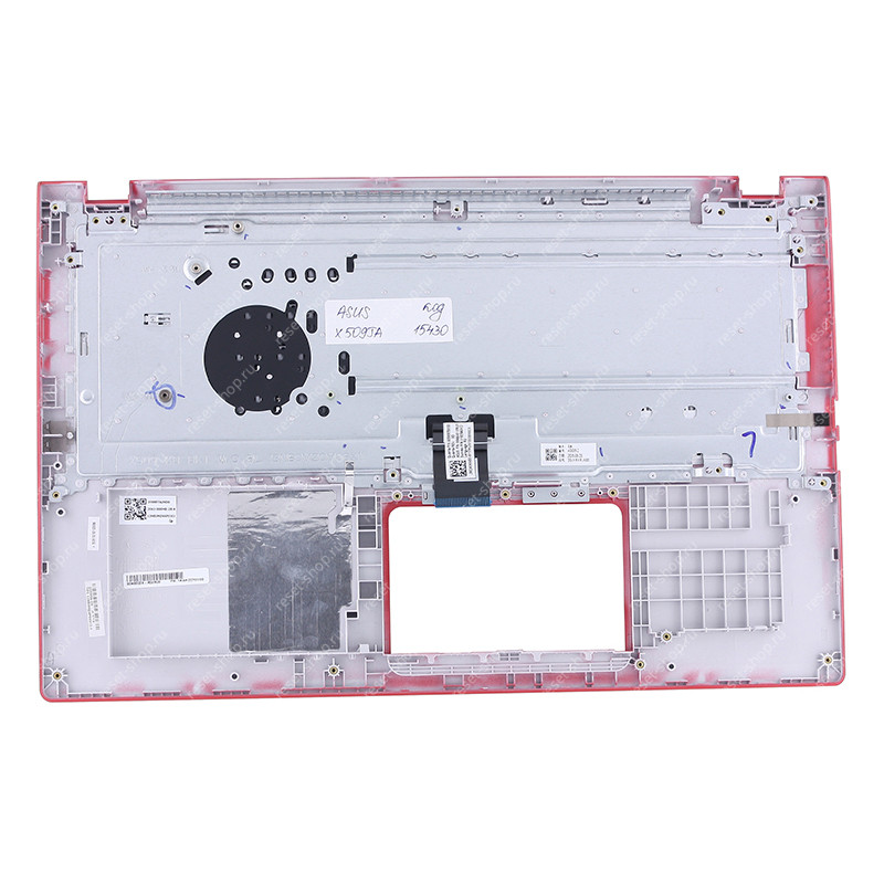 Клавиатура для ноутбука ASUS X509JA топкейс красный, клавиши чёрные