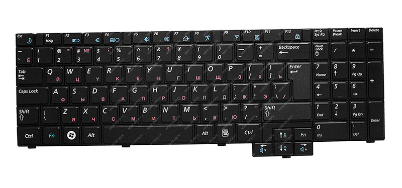 Клавиатура для ноутбука Samsung R519 черная (EU Enter) без рамки Клавиатура для ноутбука Samsung R519 черная (EU Enter) без рамки