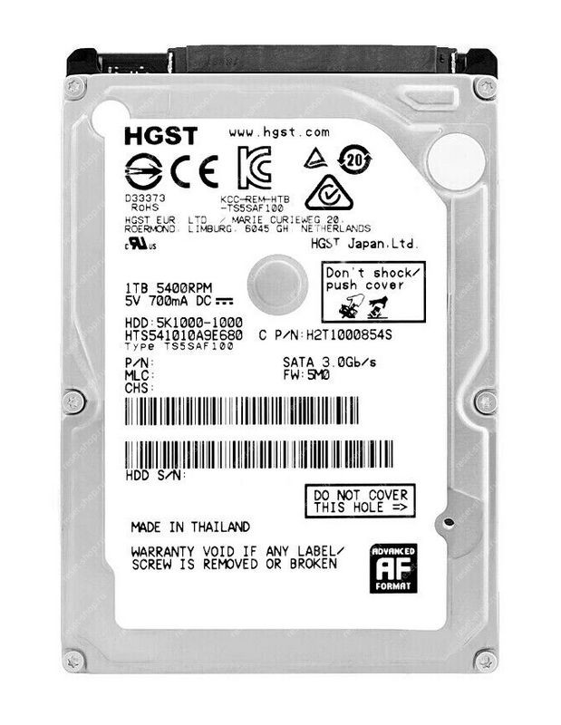Жесткий диск 2.5" SATA3 1 Тб HGST 5400 об/мин 8 Мб / 5K1000-1000 / уценка Жесткий диск 2.5" SATA3 1 Тб HGST 5400 об/мин 8 Мб / 5K1000-1000 / уценка
