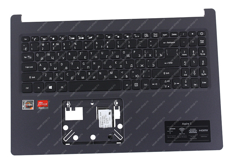 Клавиатура для ноутбука Acer Aspire 3 A315-23 топкейс серый, клавиши черные, без тачпада / УЦЕНКА Клавиатура для ноутбука Acer Aspire 3 A315-23 топкейс серый, клавиши черные, без тачпада / УЦЕНКА
