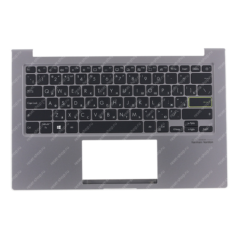 Клавиатура для ноутбука ASUS X321EA топкейс серый, клавиши чёрные с подсветкой