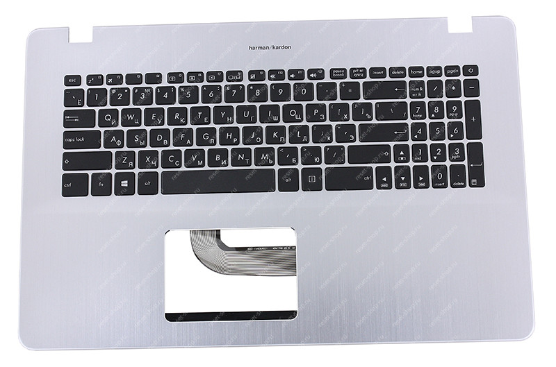 Клавиатура для ноутбука ASUS X705FN топкейс серый, клавиши черные