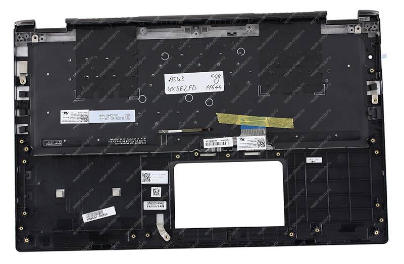 Клавиатура для ноутбука ASUS UX562FD топкейс темно-серый, клавиши черные с подсветкой Клавиатура для ноутбука ASUS UX562FD топкейс темно-серый, клавиши черные с подсветкой