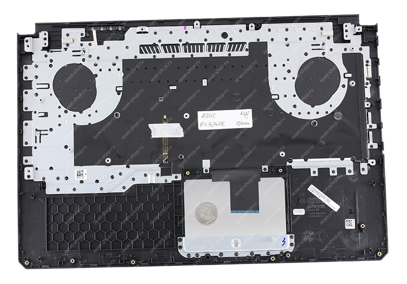 Клавиатура для ноутбука ASUS FX504GE топкейс черный, клавиши черные с подсветкой СЕРБСКАЯ