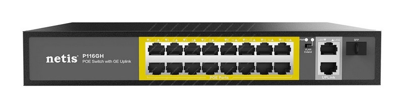 Коммутатор Б/У Netis P116GH стоечный, неуправляемый / 16+2 портов, SFP x1, PoE 200Вт Коммутатор Б/У Netis P116GH стоечный, неуправляемый / 16+2 портов, SFP x1, PoE 200Вт