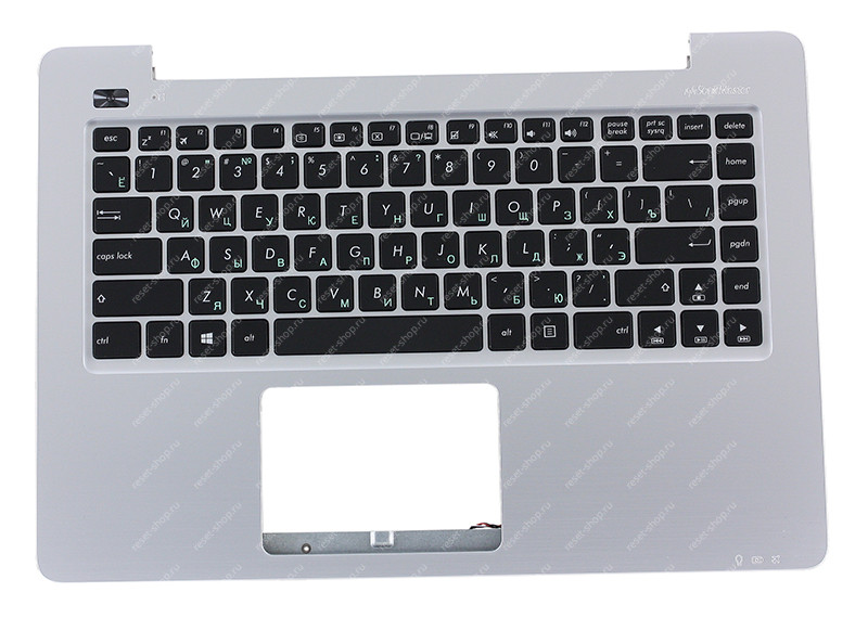 Клавиатура для ноутбука ASUS X456UA топкейс серебристый, клавиши черные