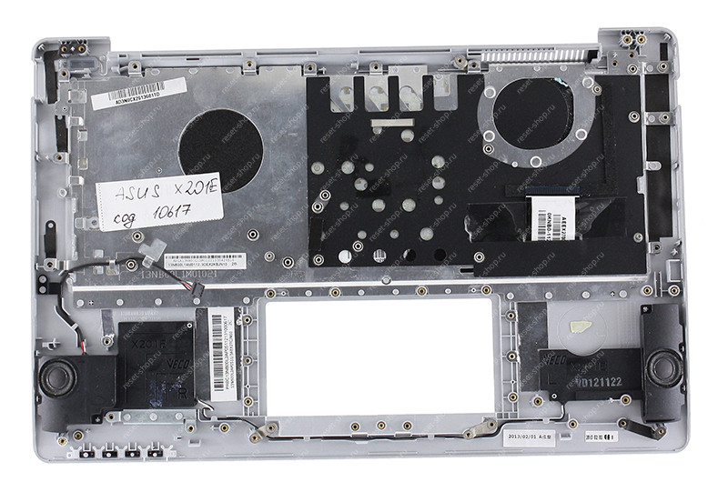 Клавиатура для ноутбука Б/У ASUS X201E топкейс серебристый, клавиши белые, без тачпада